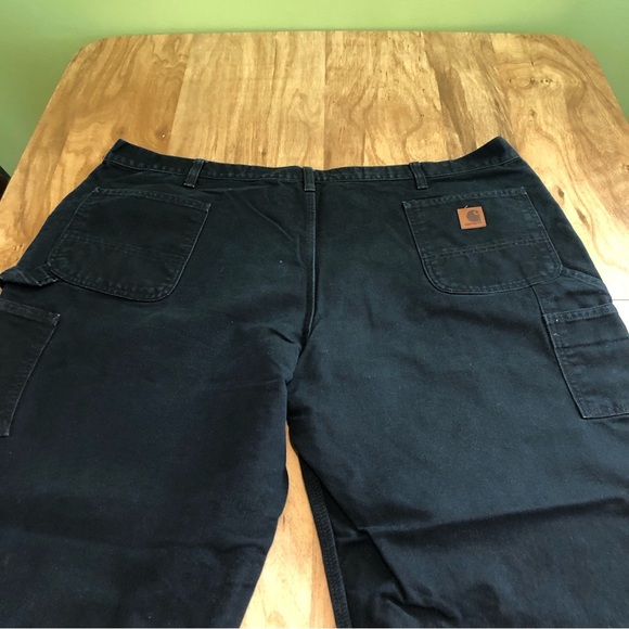 Carhartt Mens Black Denim Work Carpenter Pants Jeans 48x29.5 Dungaree Fit PICS - Picture 8 of 14